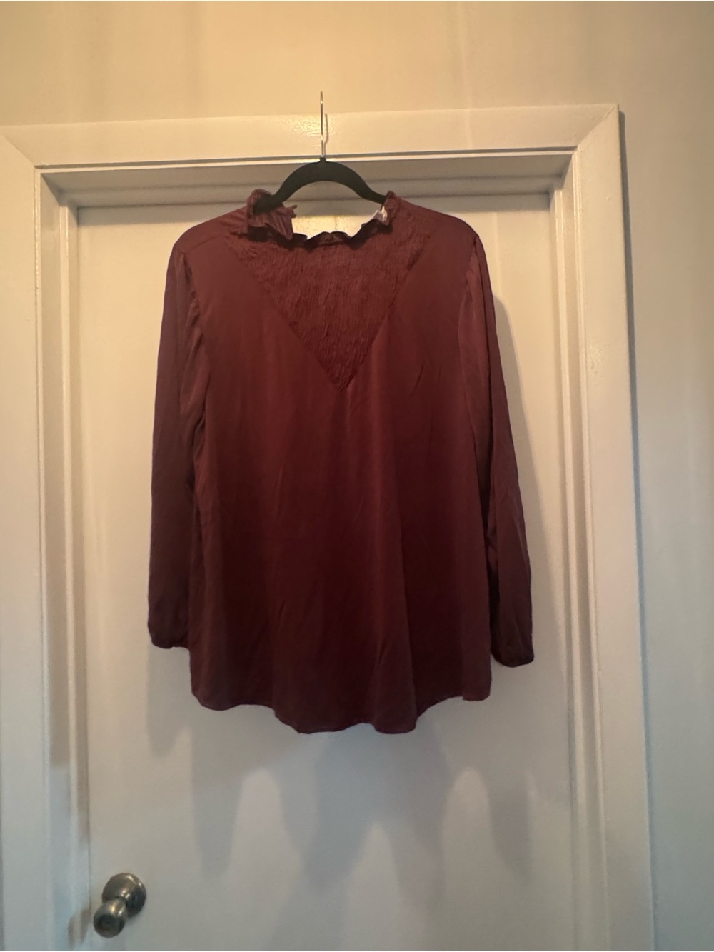 LuLaRoe Long Sleeve Clara Smock Blouse -  Plum